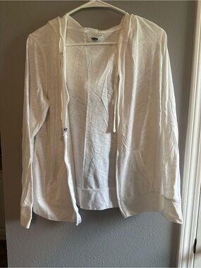 Lightweight White Zip Up Hoodie
